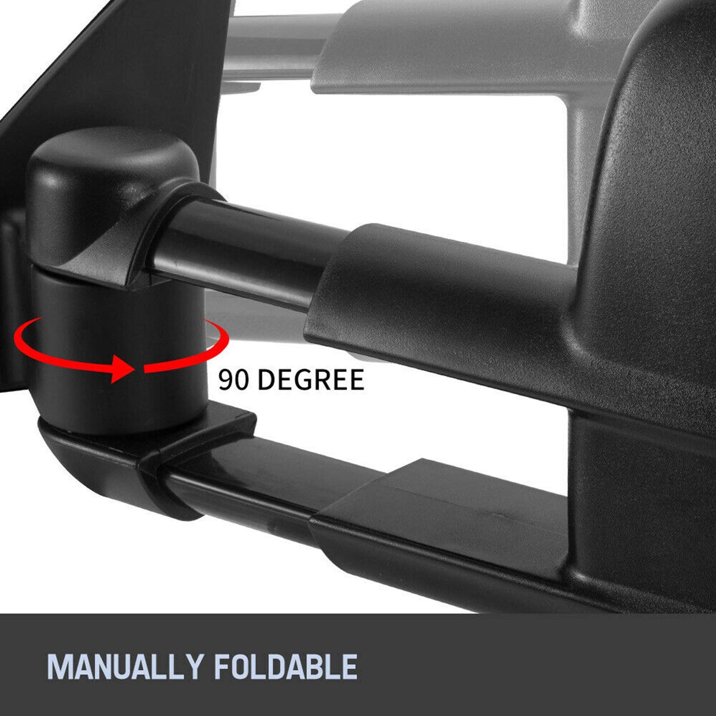 Areyourshop Extendable Towing Mirrors for Ford Ranger MK PX XL XLT XLS Wildtrak 2012-ON - Manual Telescoping, Black ABS, with Smoke Indicators, Left and Right
