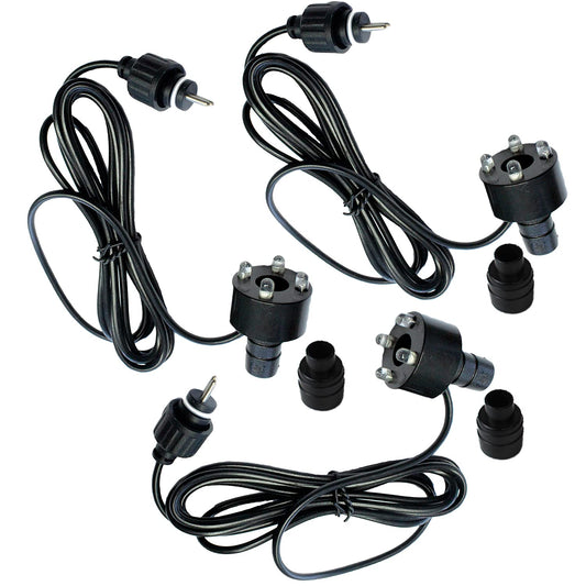 3-piece set LED fountain lighting Cold-White 12V AC | Replacement lighting for fountains & water features | Without power supply | 2m cable | Double pin standard plug | Includes 1/2" & 3/4" hose connections