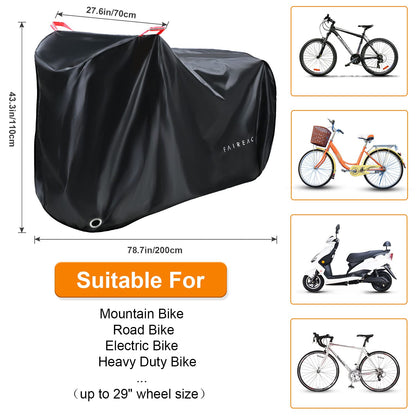 Faireach Bike Cover Waterproof, 210D Premium Fabric Bicycle Cover, Bike Garage Protection from Dust Rain Snow UV, Protective Cover with Lock Holes & Bag for all Bike Types