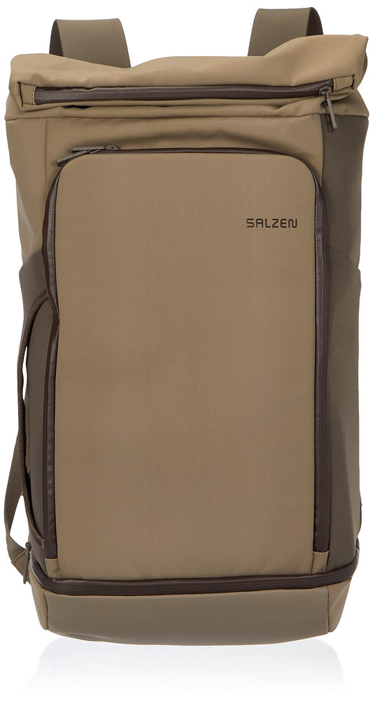 Salted Triple Backpack made of nylon in the color Hammada Brown, with padded 16-inch tablet and laptop compartment, volume: 32l expandable to 37l, size: 32 x 21 x 56 cm, ZEN-SBP-001-70072