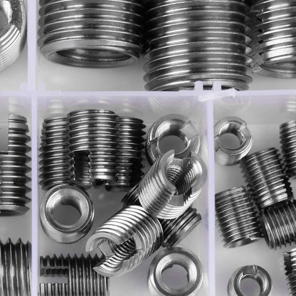 50pcs Threaded Inserts 302 Stainless Steel Internal Thread Self-Tapping Thread Insert Set Thread Strengthening Repair Tool