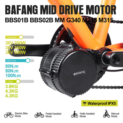 BAFANG mid-drive motor BBS01B 36V 250W ebike conversion kit, no battery included.