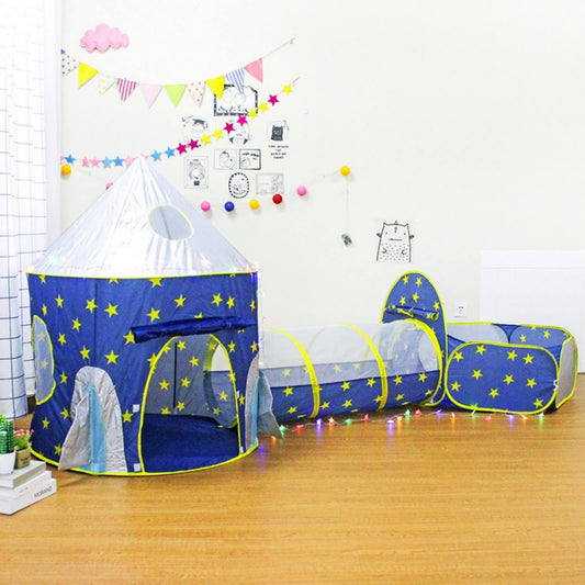 Benebomo play tent with tunnel, 3 in 1 Blue Rocket Tunnel Tent for kids, indoor children's tent, yurt, ball pit, crawl tunnel, crawling tunnel with tent, play tent for boys/girls.