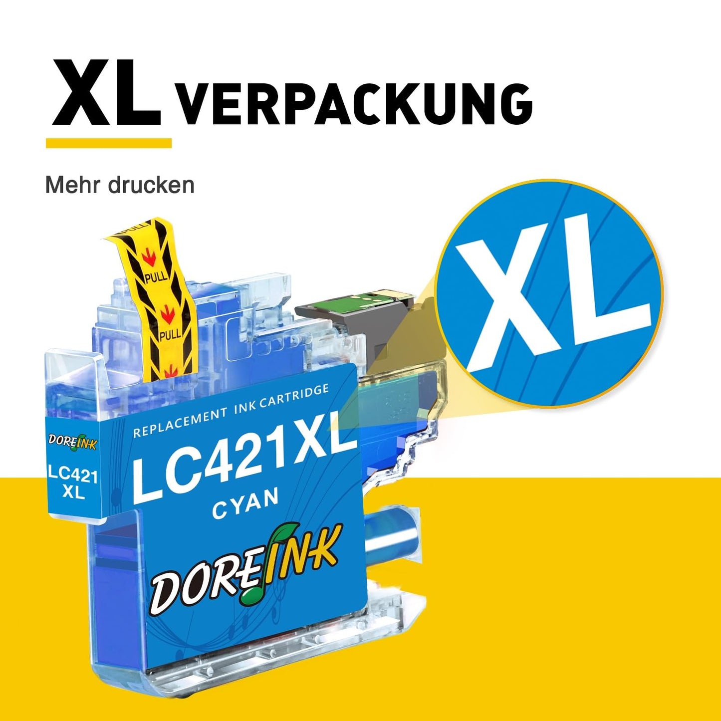 LC421XL LC-421XLVAL printer cartridges for Brother LC421XL LC421 421 XL cartridges multipack for Brother DCP-J1050DW, MFC-J1010DW, DCP-J1140DW, DCP-J1800DW, 4er Value Pack.