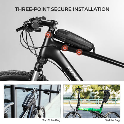 ROCKBROS bike frame bag waterproof top tube bag for MTB road bike folding bike Black M 1.1L