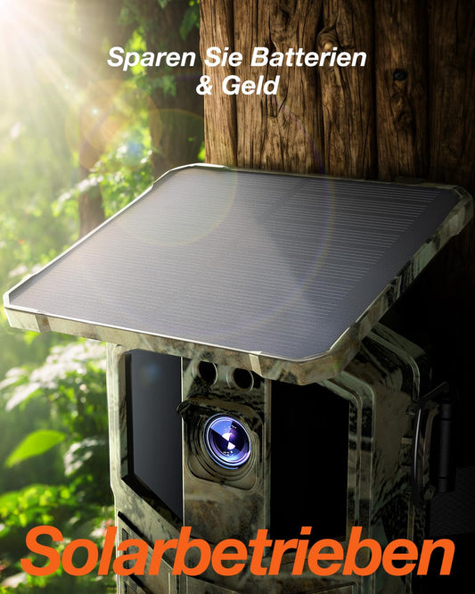 iZEEKER Trail Camera Solar, 4K 48MP Trail Camera with Motion Sensor Night Vision, IP66 Waterproof, 0.1s Trigger Time, Built-in High Capacity Lithium Battery for Wildlife Monitoring with 32GB SD Card.