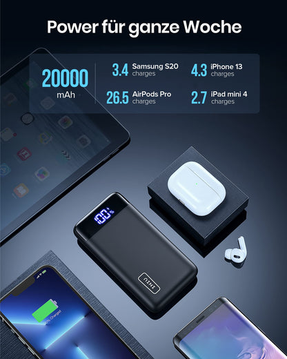 INIU Power Bank, 22.5W mini but powerful 20000mAh power bank (USB C input & output), PD 3.0 QC 4.0 external portable chargers with LED display, compatible with iPhone 16 15 14 13 12 Pro Max Samsung iPad Huawei