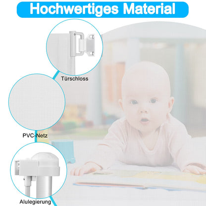 Froadp PVC door guard, retractable baby gate for children and pets, retractable stair safety blind, dog barriers door gate, mobile safety barrier (0-180cm, white)
