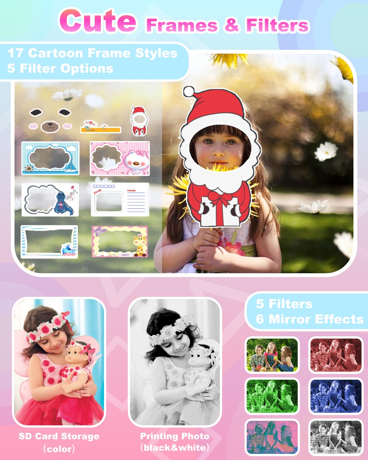 NUOTUN Instant Camera for Kids, Kids Camera with Photo Printing, 2.0 Inch HD Screen, 8X Zoom, 1080P Digital Camera with Printing Paper & Card, Kids Camera Gift for Girls & Boys 3-12 Years (Blue)