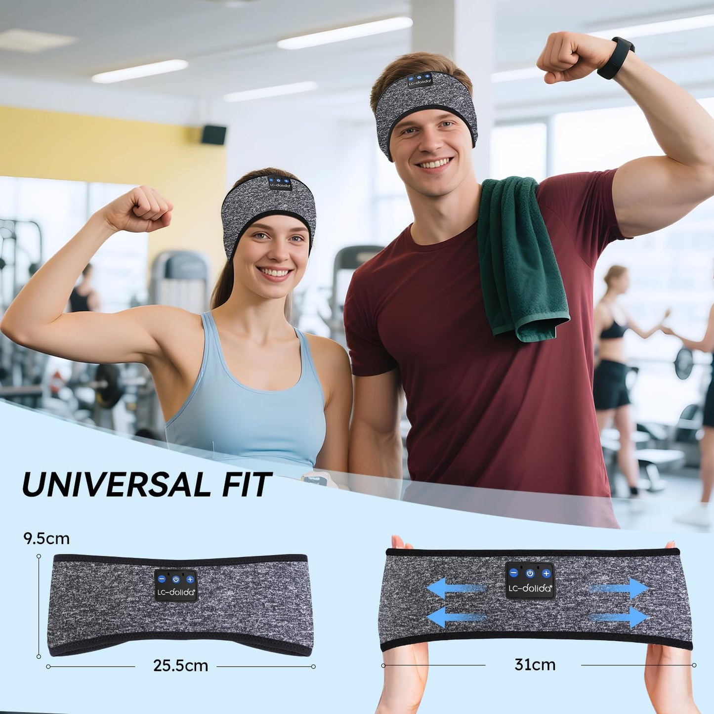 LC-dolida Sleep Headphone Bluetooth Headband Headphones for Sleeping, Sports Headphones Sleep Headphones Music Headband for Sports, Jogging, Yoga, Travel, Gaming
