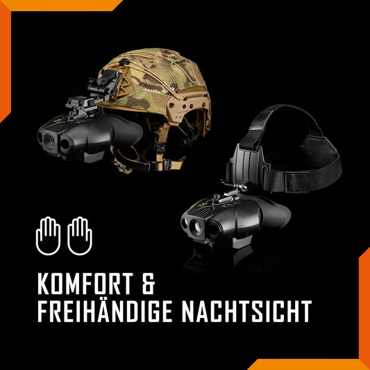 Night vision device - Nightfox Swift 2 Pro, helmet mountable, 1x magnification, 1080P HD recording capability, rechargeable via USB, digital outdoor binoculars with night vision.