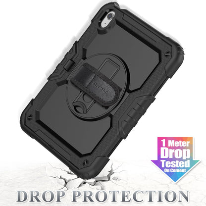 SEYMAC stock case for iPad A16 11th/10th Generation 11/10.9 Inch 2025/2022, Shockproof case with screen protector, 360 Rotating stand/hand strap, Pencil holder & Shoulder strap, Black