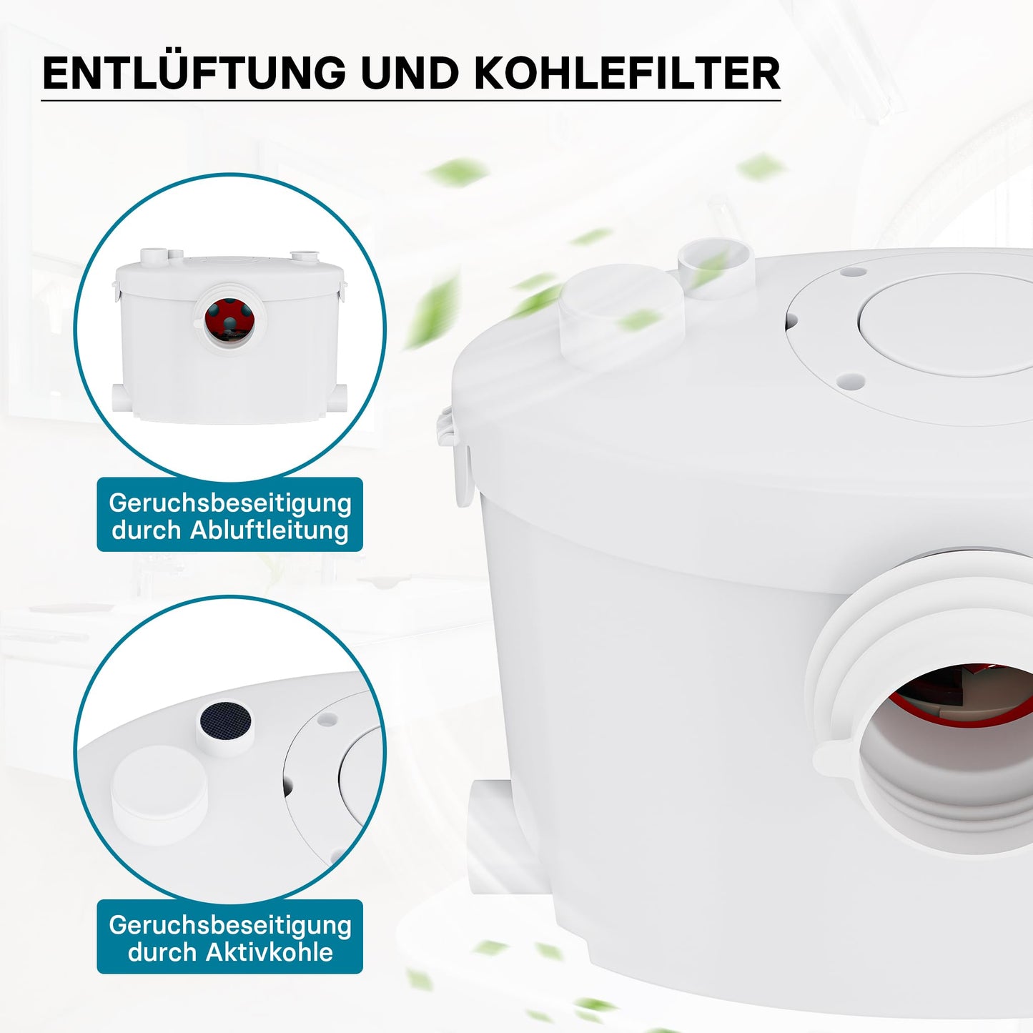 XPOtool 4/1 small lifting station 400 W with shredder, lifting system up to 8.5 m height, sewage lifting station with 4 inlets, sewage lifting station for toilet and shower.