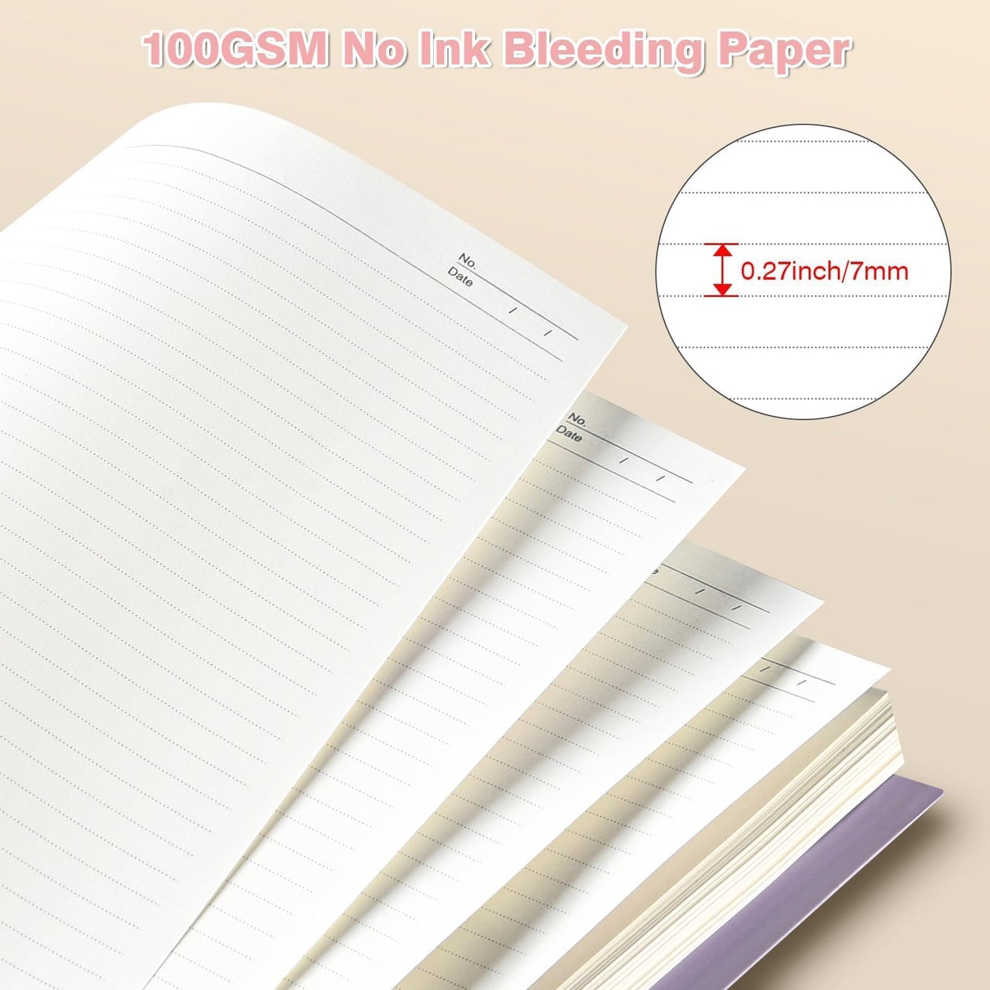 Notepad, A4 lined notebook, notebooks with 5 compartments and removable dividers, 300 sheets 100GSM spiral notebook softcover for writing, for work and school supplies, 21.5 x 27.9cm, pink.