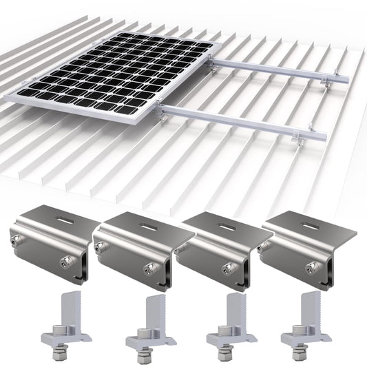 4PCS standing seam roof clamp with stabilization clip, standing seam roof clip, stainless steel solar mounting clamp.