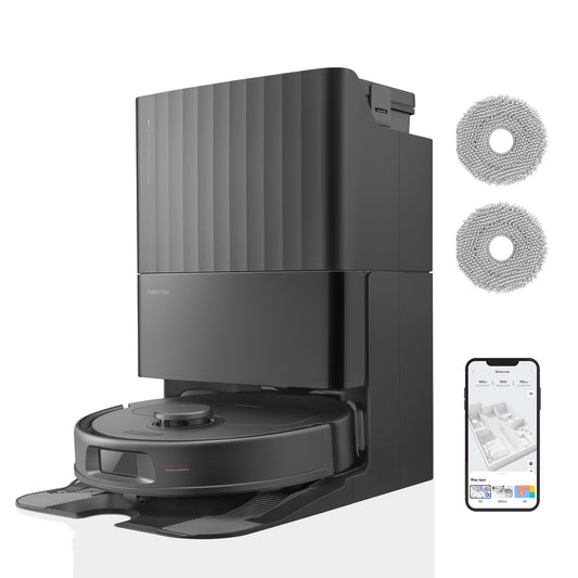 roborock Qrevo S robot vacuum with mopping function, 7000 Pa HyperForce® suction power, 45 dB(A) silent drying, PreciSense® LiDAR navigation, includes 2 mop cloths, robot vacuum set (Black)