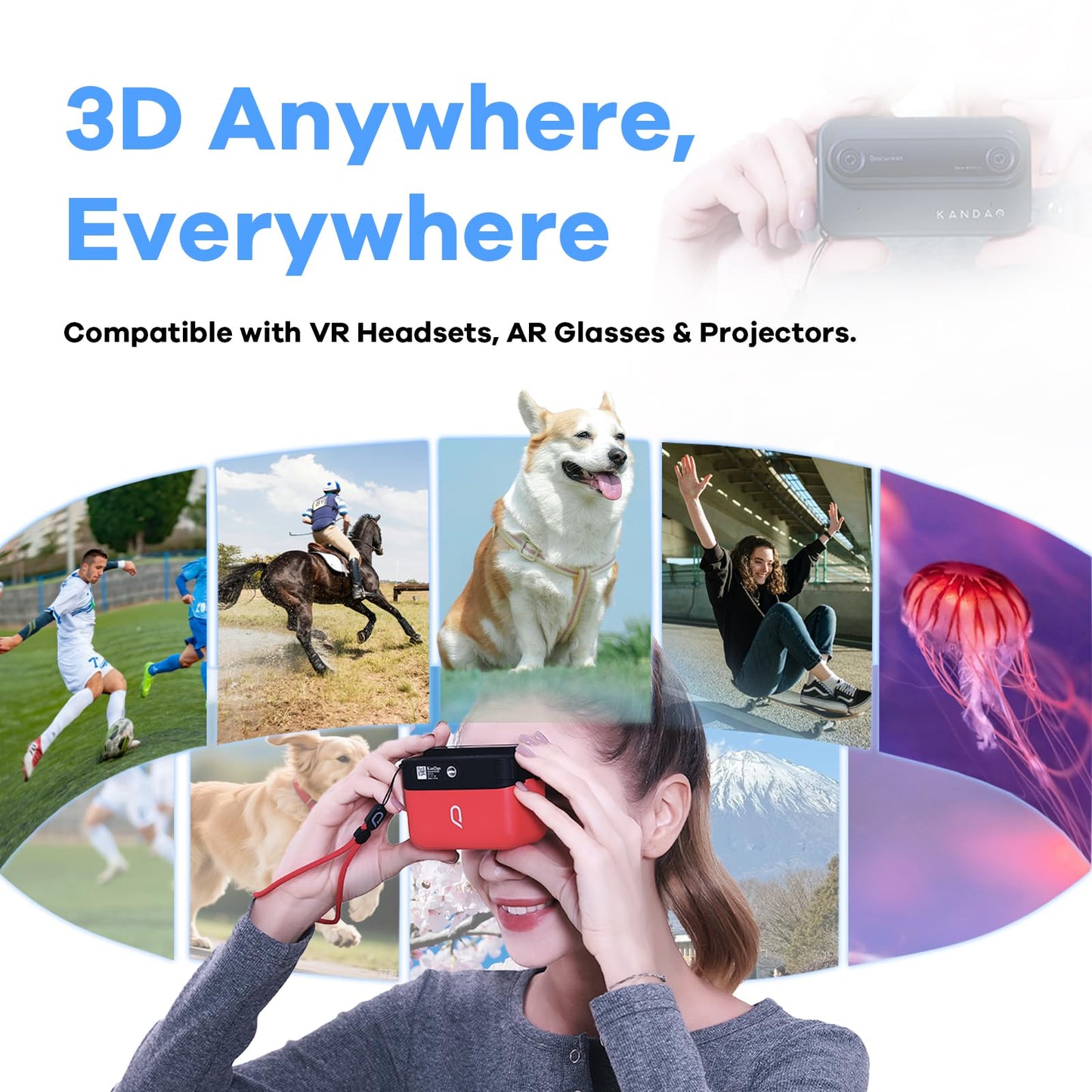 KanDao QooCam EGO 3D Camera - 24MP Photos, 4K 60FPS Videos Viewer-Integrated 3D Stereoscopic Camera. Compatible with VR Headsets, AR Glasses, and Projectors. Black Charging Kit.