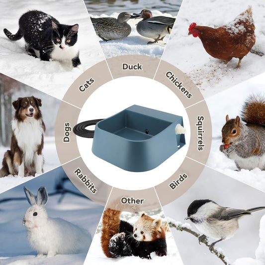 NAMSAN Heated Water Bowl Anti-Freeze Water Bowl with Floater Drinking Bowl with Water Connection for Dogs/Cats/Rabbits/Chickens