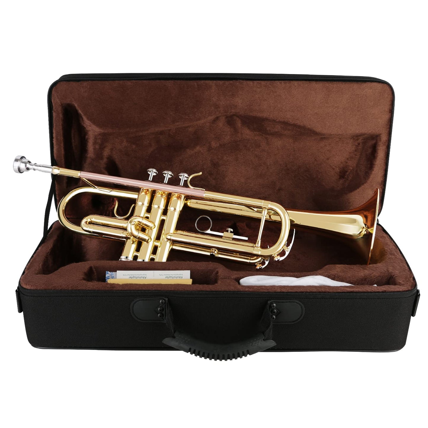EASTROCK Bb Trumpet, standard trumpet set with carrying bag, gloves, 7C mouthpiece, tuning slide, trumpet for beginners and students (GOLD/Phosphor Copper)
