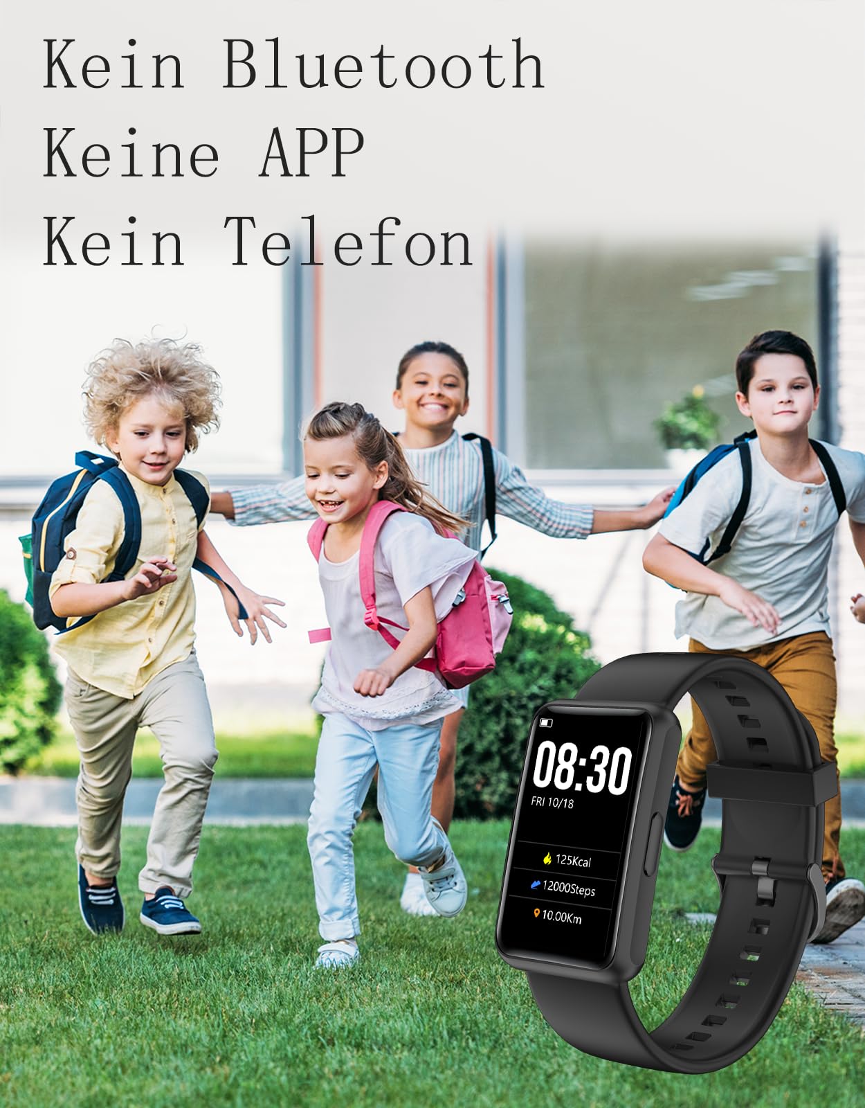 HUAKUA Pedometer Watch (No app and phone) 1.47 inch touchscreen Simple Smartwatch Fitness Tracker with Calorie Counter, Sleep Monitor, Stopwatch Waterproof IP68, Timer Fitness Watch for Walking Running
