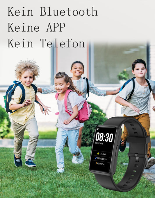 HUAKUA Pedometer Watch (No app and phone) 1.47 inch touchscreen Simple Smartwatch Fitness Tracker with Calorie Counter, Sleep Monitor, Stopwatch Waterproof IP68, Timer Fitness Watch for Walking Running