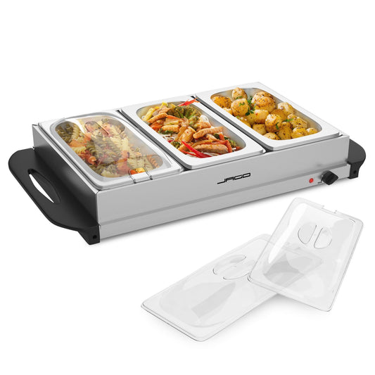 Jago® Buffet warmer - electric, with heating plate function, temperature controller, stainless steel - food warmer, warmer, hot plate, hot food container