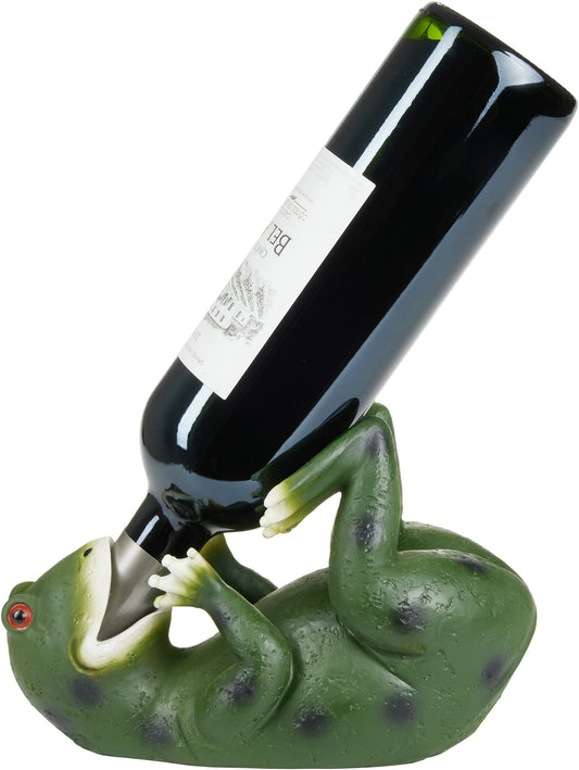 BRUBAKER wine bottle holder Thirsty Frog - Drinking Animals Bottle Holder - Funny Bottle Stand - Hand-painted Decor Figure Bar Wine Accessory for Wine Bar - Witty Decoration - Wine Gift