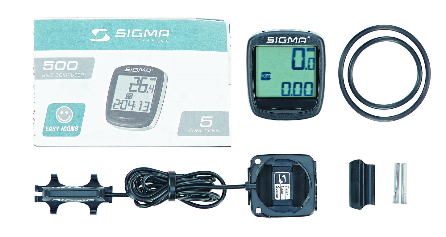 Prophet Bicycle Computer Sigma 500 Bike Computer - 5 functions, speed, daily and total distance, ride time & time.