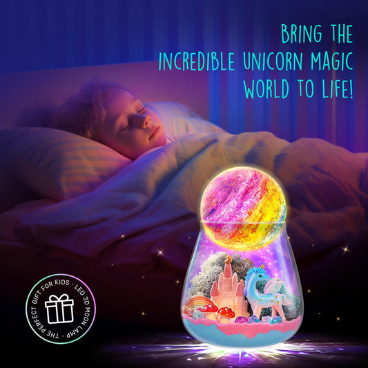 Unicorn gifts for girls, Unicorn terrarium set with moonlamp painting kit, gift for girls 4, 5, 6, 7, 8-12 years old birthday, craft kit for kids ages 6+, Unicorn toy