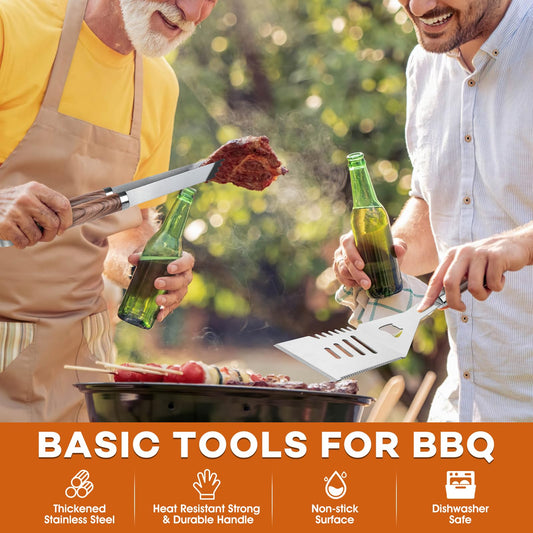 DRAGON RIOT Stainless Steel BBQ Tool Set, 29 Pieces BBQ Set for Men Gift, Premium Grill Accessories Set with Spatula in Aluminum Case, BBQ Tool Set High Quality for Outdoor BBQ.