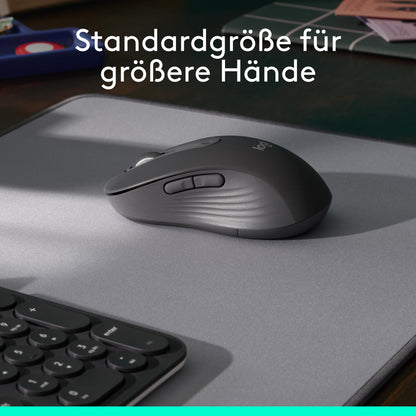 Logitech Signature M650 L Wireless Mouse - designed for large hands, quiet clicks, customizable side buttons, Bluetooth, multi-device compatibility - Graphite