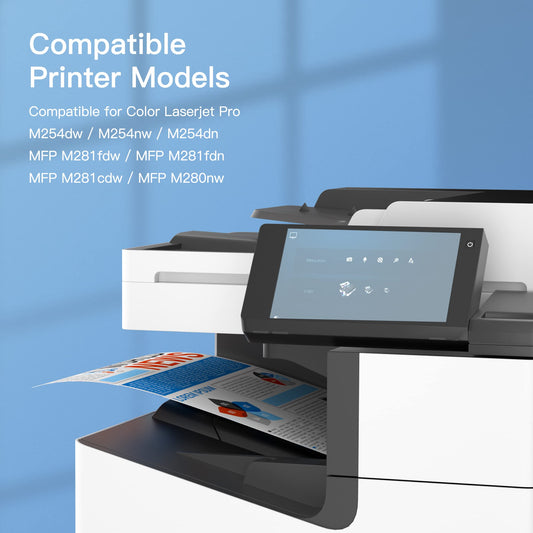 GPC IMAGE 203X Compatible for HP 203X 203A Toner Set for HP Color Laserjet Pro MFP M281fdw Toner M254dw M254nw M281fdn M280nw M281cdw M254dn CF540X CF540A (Black Cyan Yellow Magenta, 4 Pack)