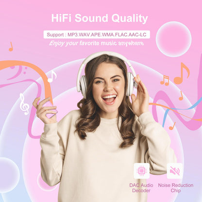 64GB MP3 player with Bluetooth 5.3, 2.4 inch full touchscreen, portable music player with HiFi lossless digital audio, speaker, FM radio, E-Book, supports up to 128GB. Available in pink.
