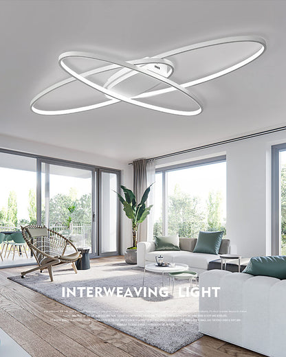 MQW LED Ceiling Light Dimmable Modern Ceiling Lamp Living Room Lamp Bedroom Lamp Ceiling with Remote Control 62W Interior Design Ceiling Lighting for Living Room Study Kitchen Office White, 130cm