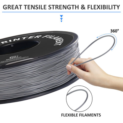 GEEETECH TPU Filament 1.75mm +/- 0.02mm for 3D printers, 1KG 1 Spool Grey
