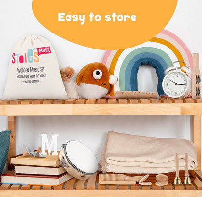 Stoie's musical instruments for children aged 3 and up - wooden Montessori instruments, baby claves, drum musical toys.