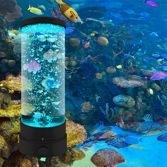 YATOSEEN Bubble Fish Lamp LED Aquarium, mood lamp with remote control, lava lamp with 16 color changing lights, suitable for office, home, gifts for children and adults.