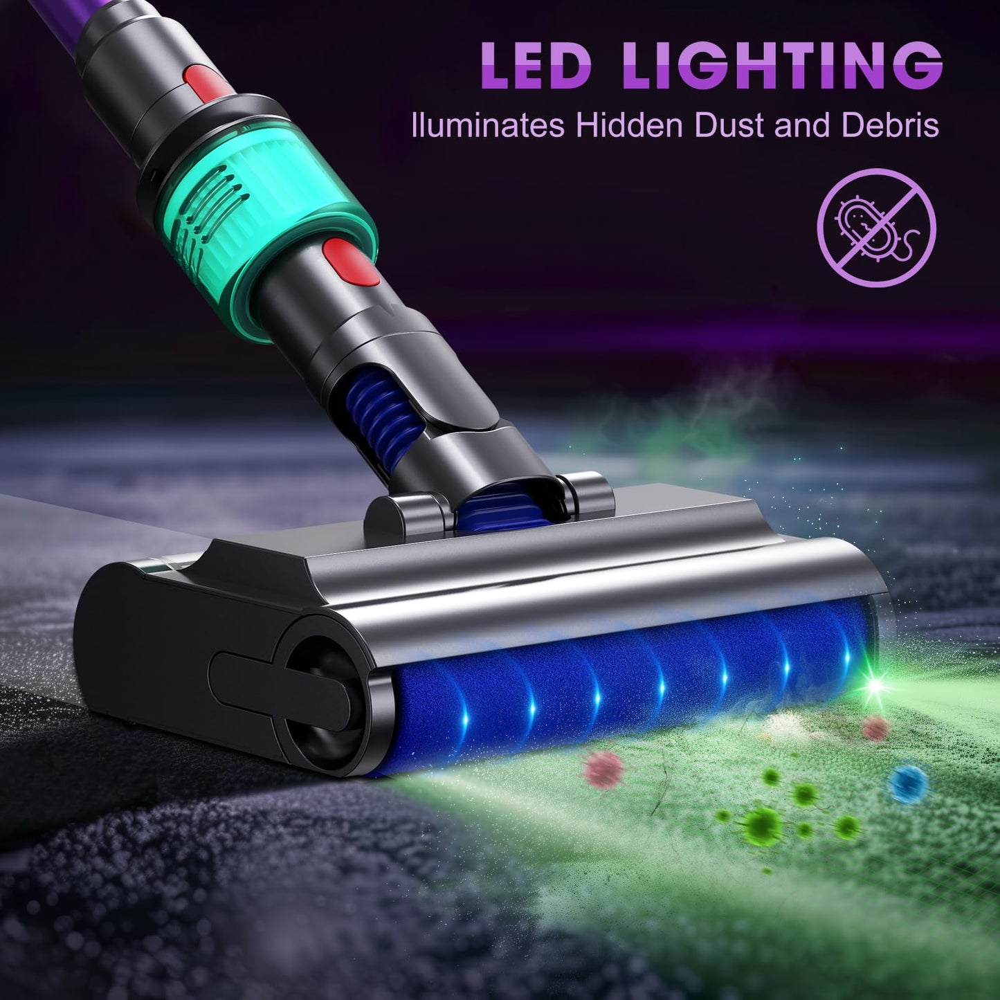 Brush attachment compatible with Dyson V7 V8 V10 V11 V15 vacuum cleaners. Electric floor mop with clean and dirty water tank for pet hair, carpets, and hard floors.
