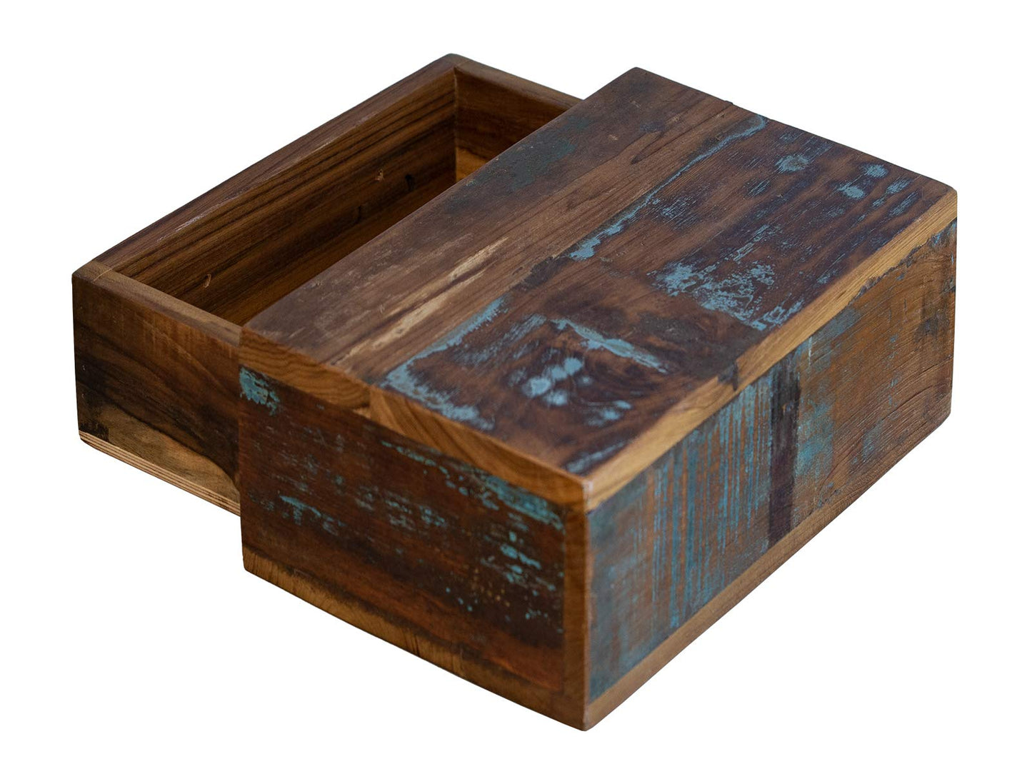 Woodkings® Wall shelf with secret compartment drawer Old wood rustic brown colored Shelf Nightstand