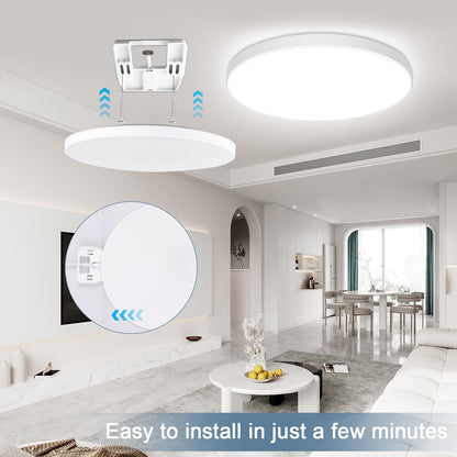 OPPEARL LED Ceiling Light Dimmable with Remote Control, 24W 16 Million RGB Color Changing Smart LED Ceiling Light Controllable via App, 2400LM Ceiling Lighting Ø30CM Lamp for Living Room Bedroom, White