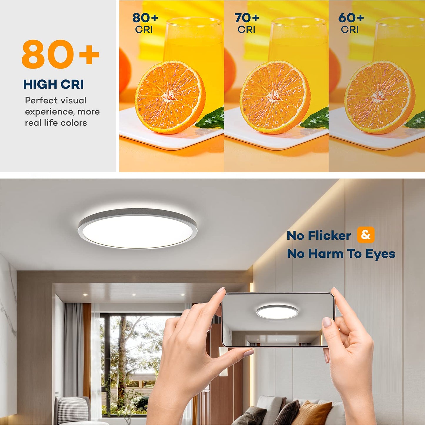 BLNAN LED Ceiling Light Dimmable 24W, Ceiling Lamp with Remote Control, Panel 3000K-6500K 2400lm for Living Room Bedroom Kids Room Bathroom - Modern Round Ultraslim White, 30x2.5cm