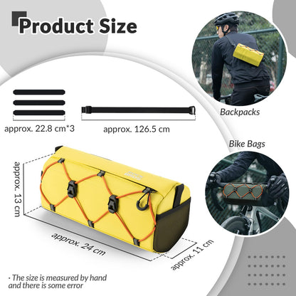 ROCKBROS handlebar bag for bike, front handlebar bag 2.2L with shoulder strap, water-resistant & reflective, suitable for MTB, road bike, gravel, E-Bike, and city bike, yellow.