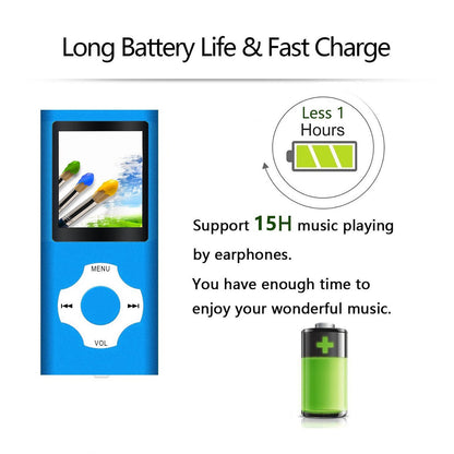 32GB Bluetooth MP3 player, Tabmart MP4 music player support audio player, media player, FM radio, e-books with long battery life, 1.81-inch color display. Blue music player.