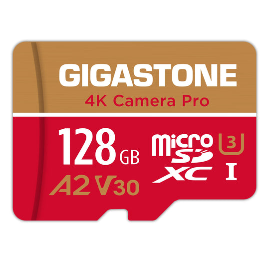 5 years free data recovery included. GIGASTONE 128GB Micro SD card, 4K Camera Pro, up to 100/50 MB/s, for Gopro, insta360, DJI, A2 V30.