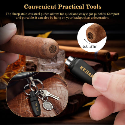 KEJIAR Cigar Humidor Set Travel Humidor for Cigars Includes 2 multifunctional cigar cutters, cigar punch, humidity pack, hygrometer, cigar box Cigar box Gifts for Men