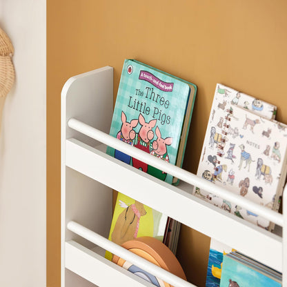 SoBuy KMB08-K-W Kids bookshelf wall shelf storage shelf with 4 shelves for books and decor white dimensions: 60x80x12cm
