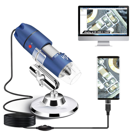 Ninyoon 2K USB Digital Microscope for Android PC, 40-1000X Microscope Super HD Endoscope Magnifier Camera Compatible with Android Phone and Tablet Windows Mac Chrome Linux - Not for iPhone iPad