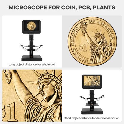 Andonstar AD246S-P HDMI digital microscope with 7-inch screen, 4000 x 2160P UHD video recording, 3 lens for coin errors, biological microscope kit for adults.