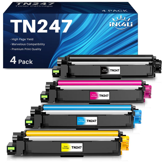 INK4U TN-243CMYK TN247 toner as a replacement for Brother MFC L3750CDW MFC-L3750CDW DCP-L3550CDW MFC-L3770CDW HL-L3230CDW HL-L3210CW TN243 (Black Cyan Yellow Magenta, 4-pack)