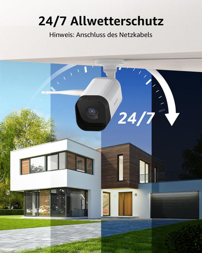 ANNKE 3MP WiFi Surveillance Camera Set Outdoor, 16CH 4K NVR with 4X 3MP WiFi Camera, Video Surveillance with 1TB HDD, Person Detection, 2-Way Audio, 30M Night Vision, IP66, Compatible with Alexa